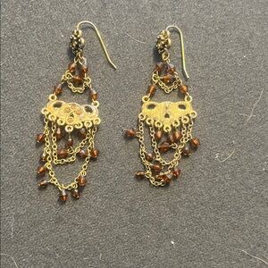 Elegant Gold like and Brown vintage Chandelier Earrings